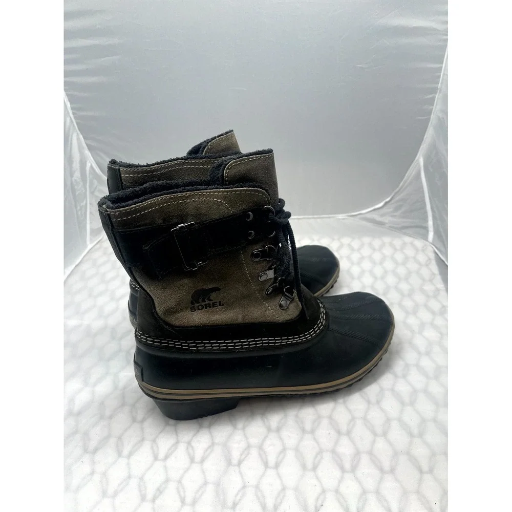 Sorel Winter Fancy Lace NL2125-011 Duck Women 10 Black Gray Insulated Snow Boots